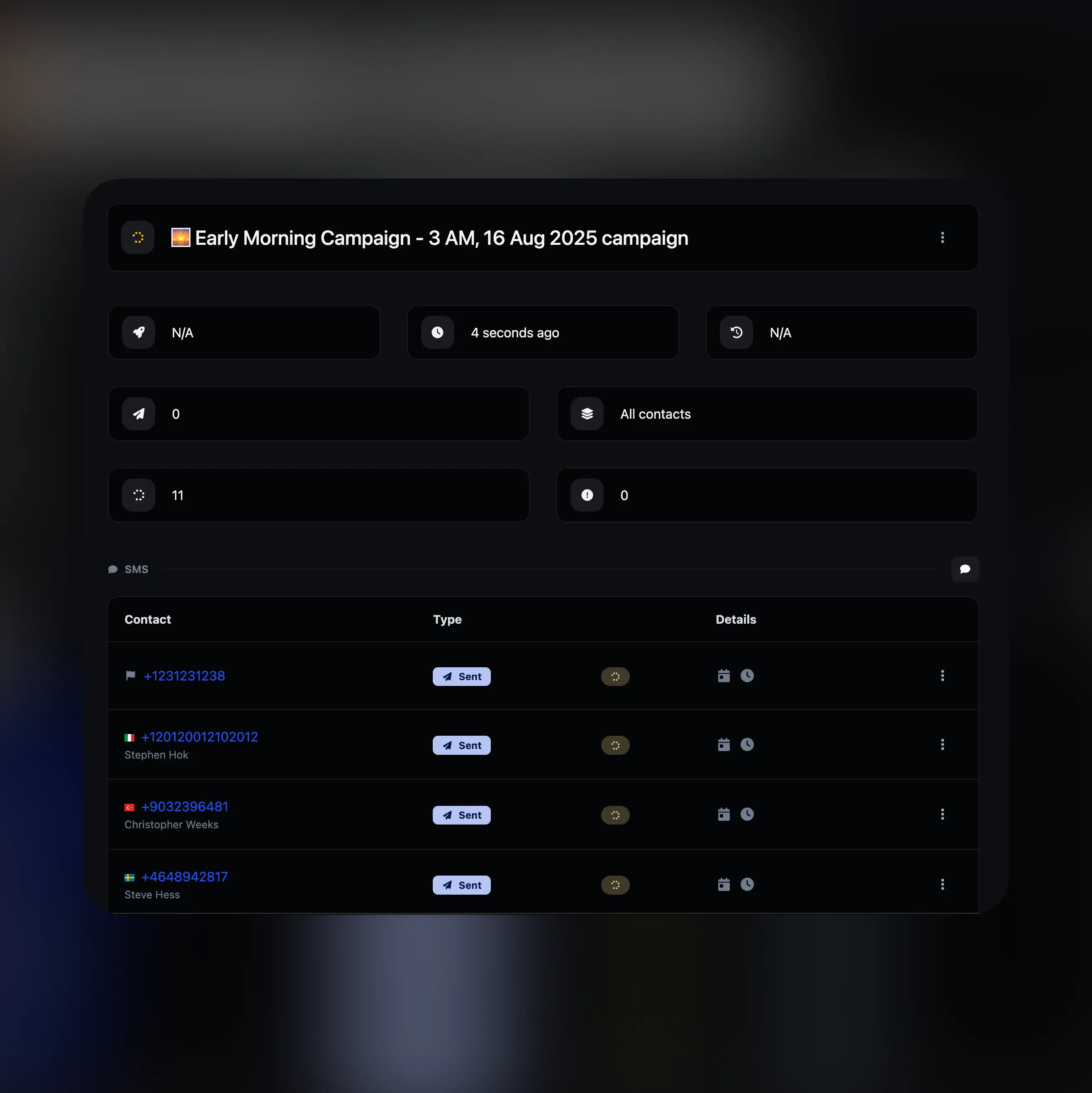 Captura de pantalla de la página de resumen de la campaña de notificaciones push de la aplicación